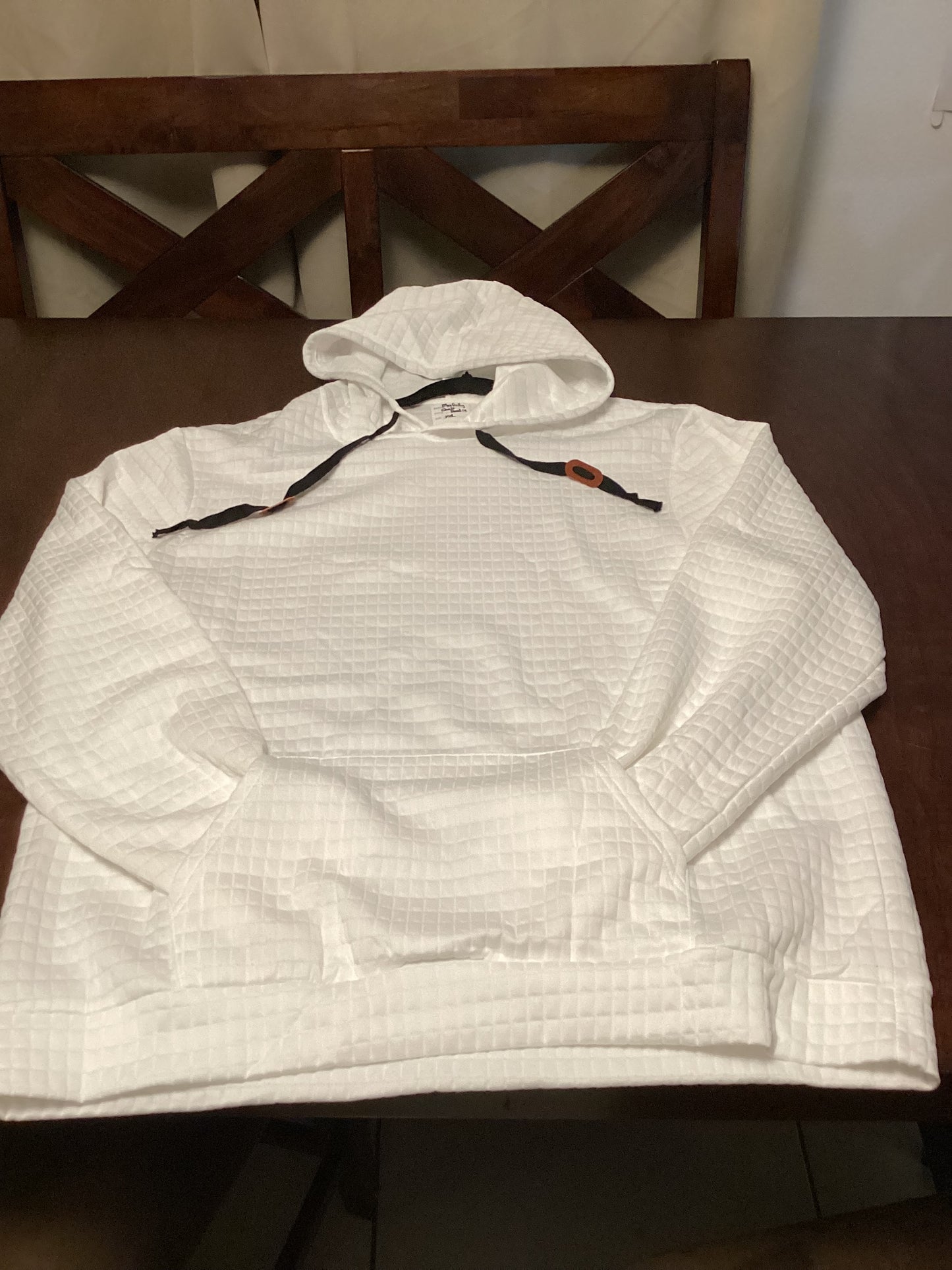 Manfinity Quilted Hoodie in XXL, white waffle texture fabric delivering premium streetwear style and cozy comfort from ShAesthetics
