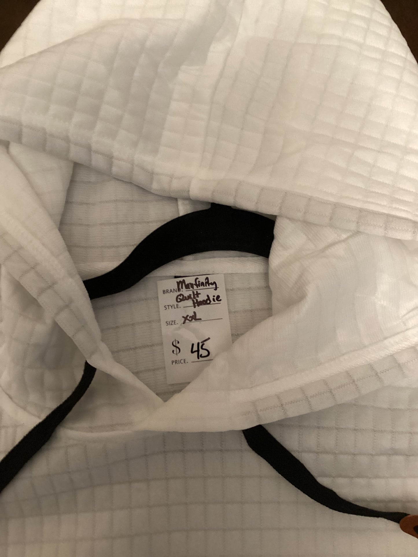 Manfinity Quilted Hoodie – XXL White Waffle Texture Streetwear