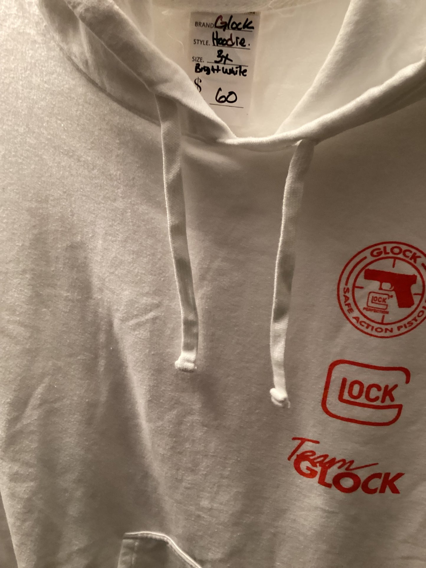 GLOCK Logo Hoodie – Clean White Heat | Limited Drop (LG)