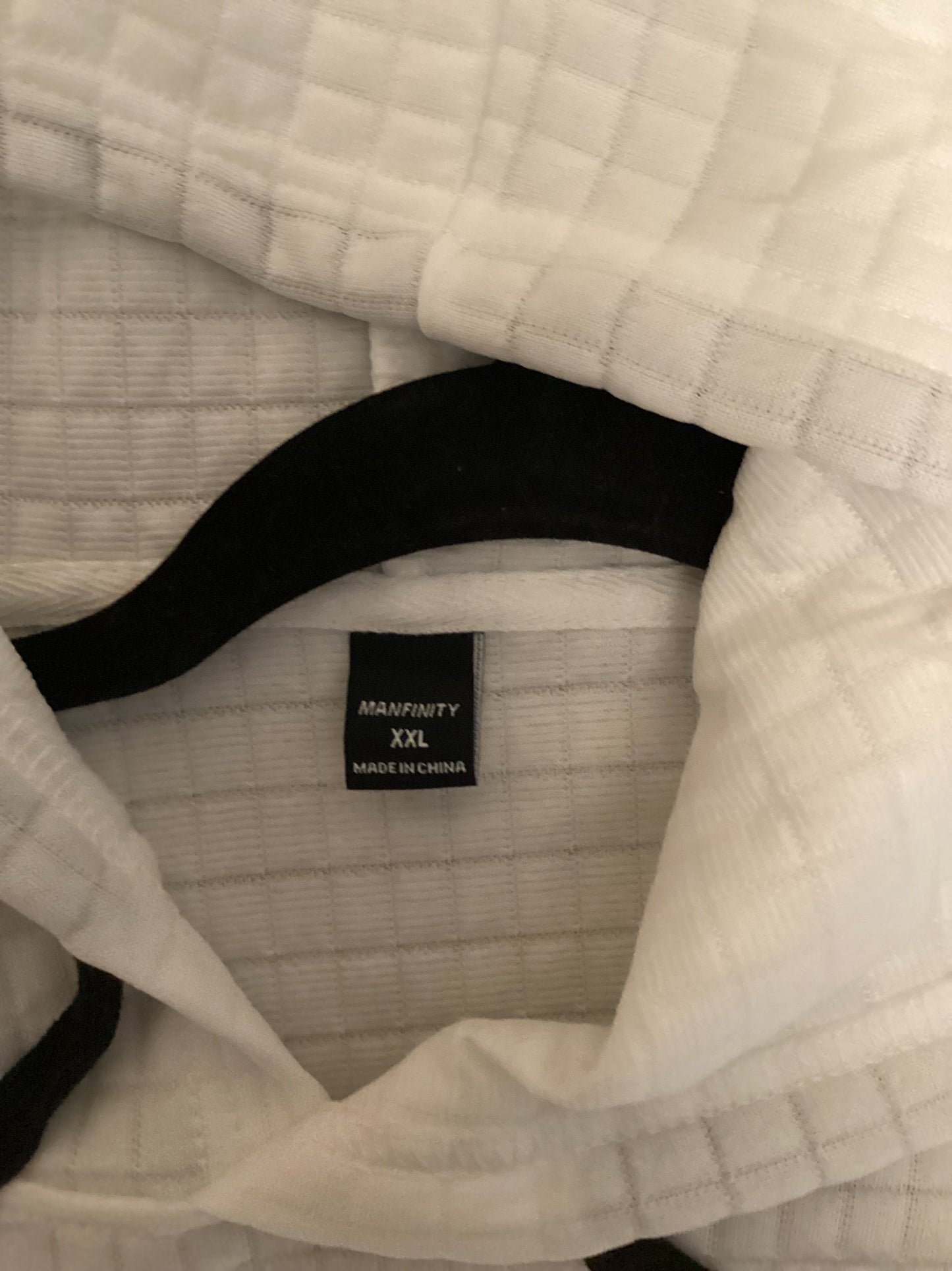 Manfinity Quilted Hoodie – XXL White Waffle Texture Streetwear