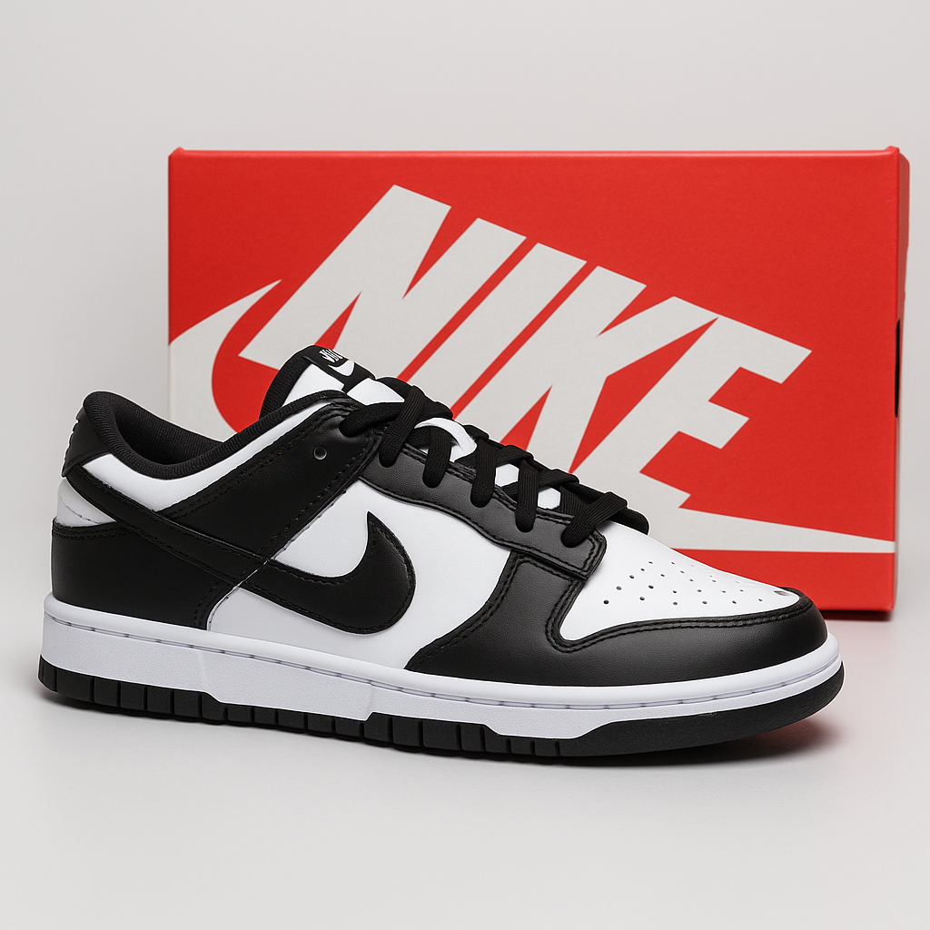 Nike Dunk Low GS Panda Black White Sneakers – Side View Leather Upper Size 6.5Y Women’s 8