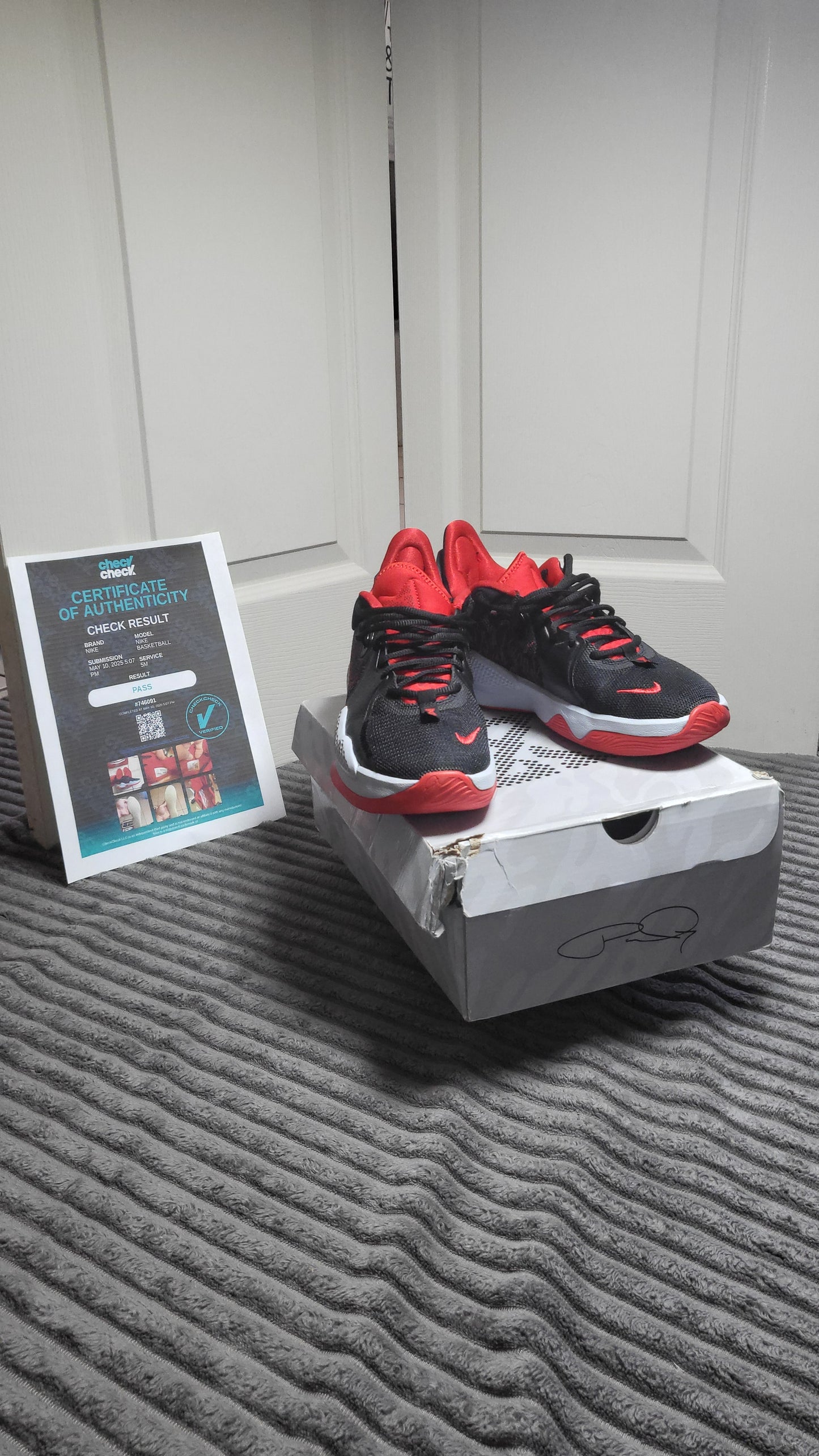 Nike PG 5 Black University Red White - Front View