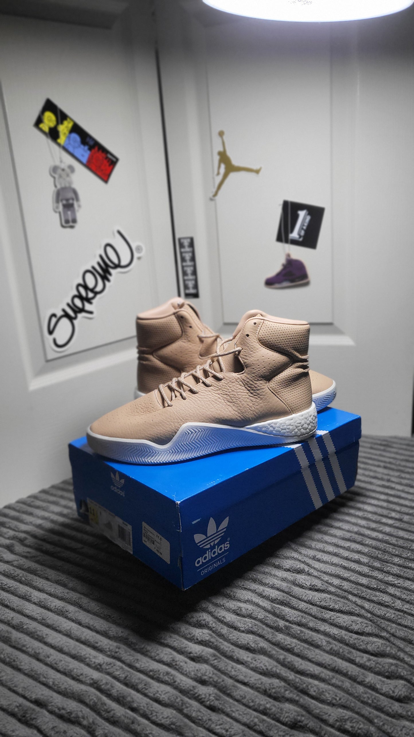 Sleek Adidas Tubular Instinct Boost “Tan Gum” shoes size 11.5, combining cutting-edge boost comfort with retro-inspired aesthetics from ShAesthetics