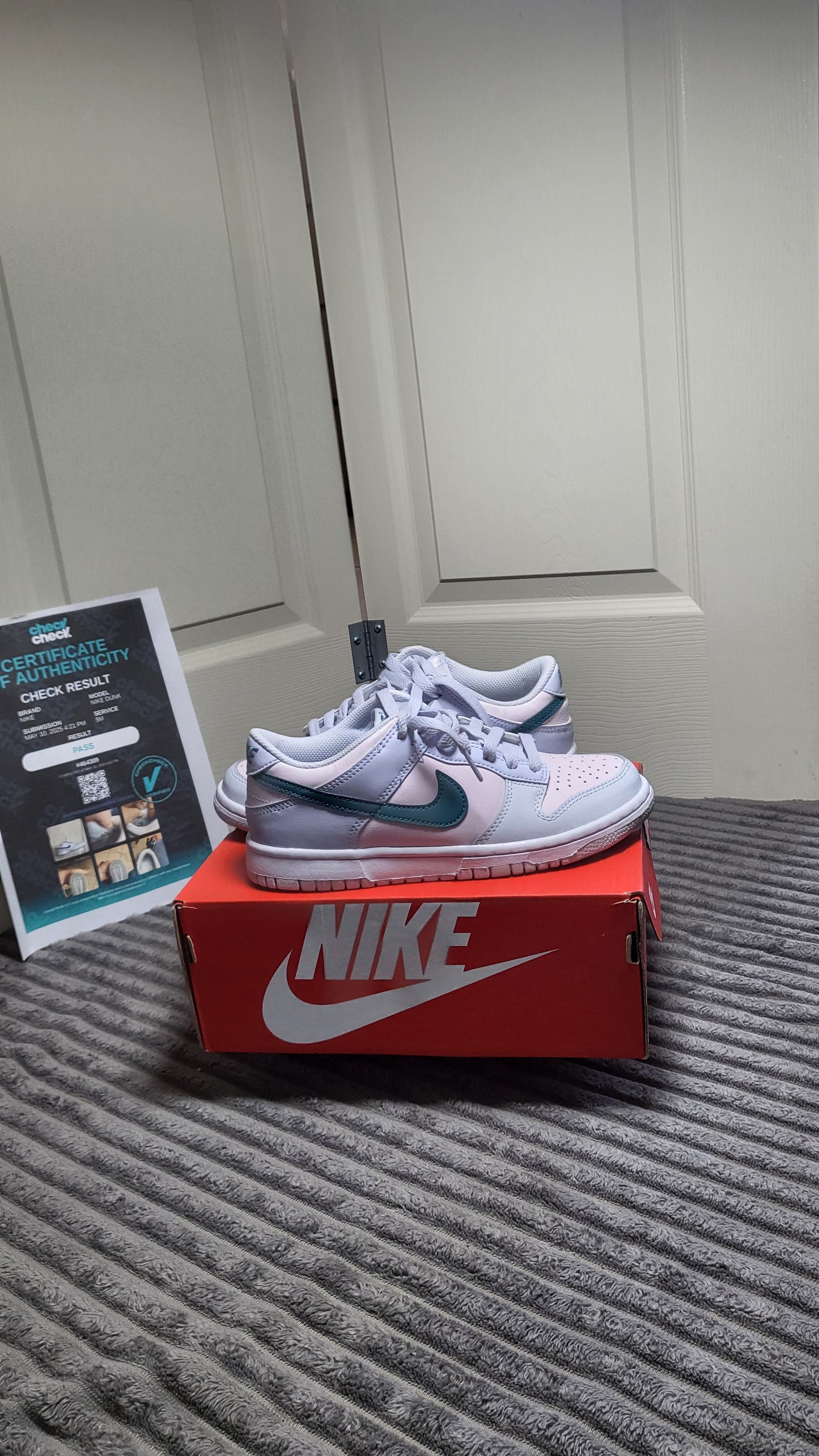 Nike Dunk Low (GS) “Pink Foam / Teal Nebula” – Size 5Y – Soft Pastels, Hard Presence