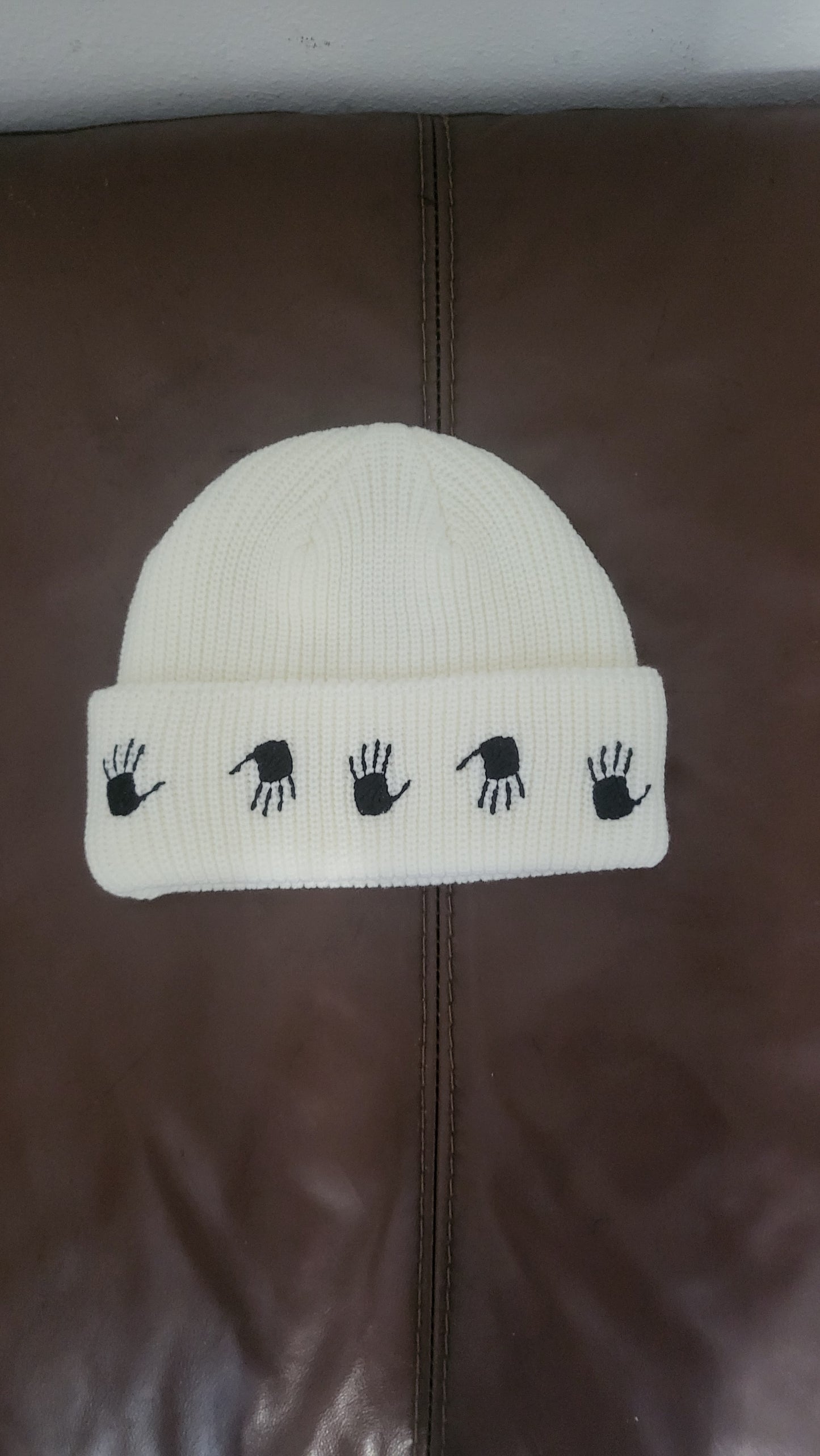 Rare 10.Deep beanie with bold hand graphics—perfect for streetwear collectors