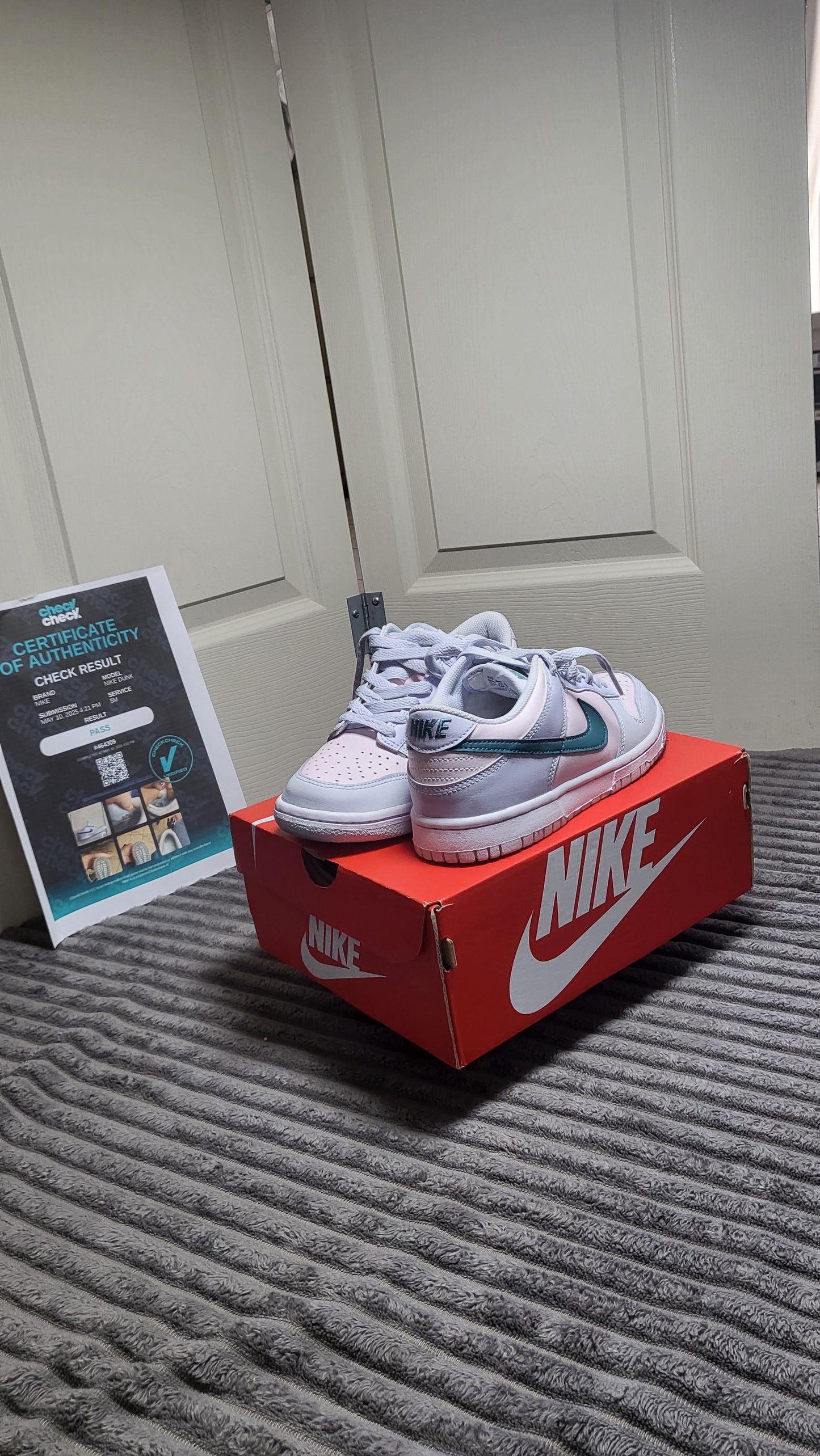 Nike Dunk Low (GS) “Pink Foam / Teal Nebula” – Size 5Y – Soft Pastels, Hard Presence