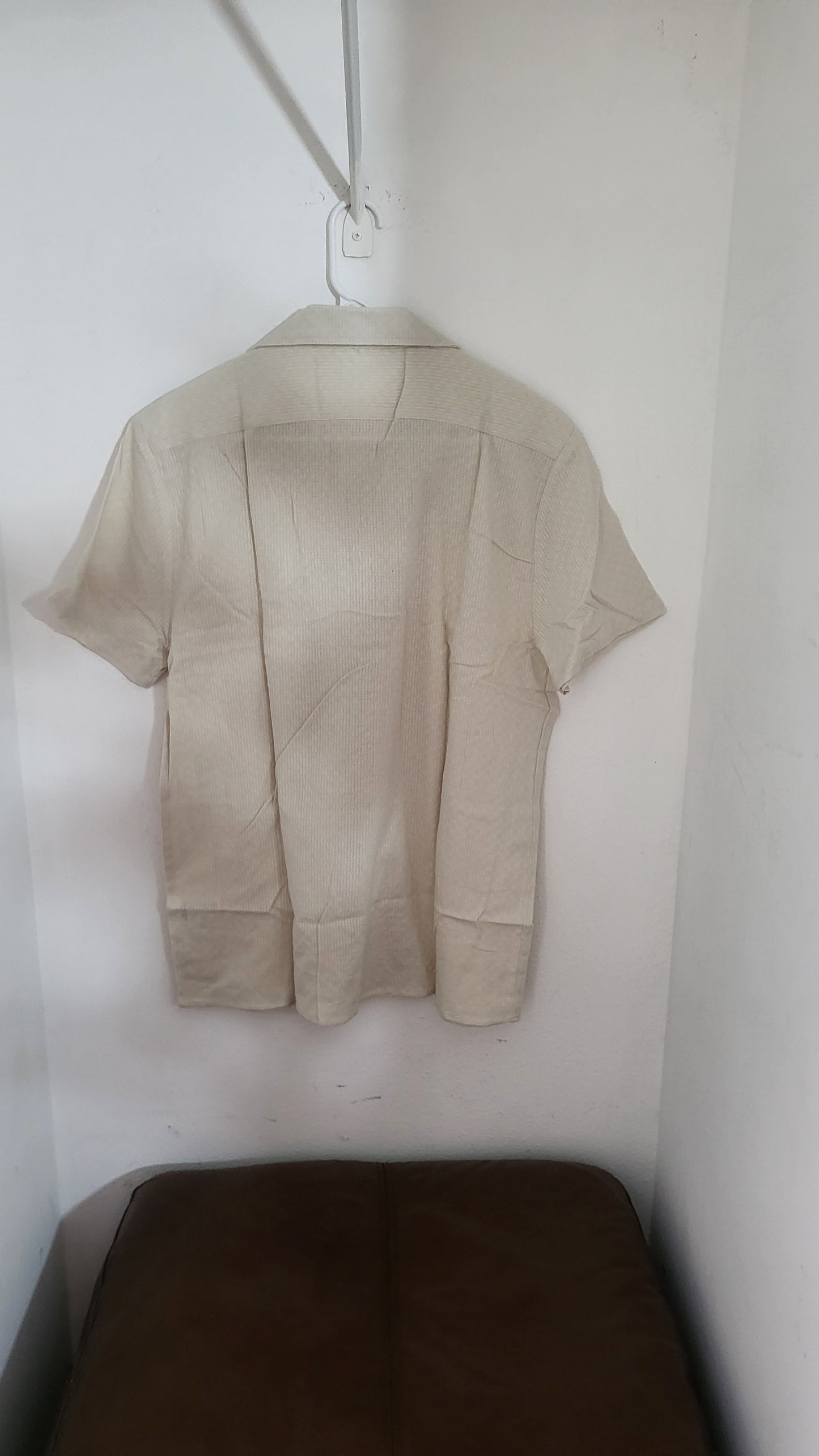FF LA “Cyrus” Woven Button-Up Shirt – Cream – Size L – Deadstock