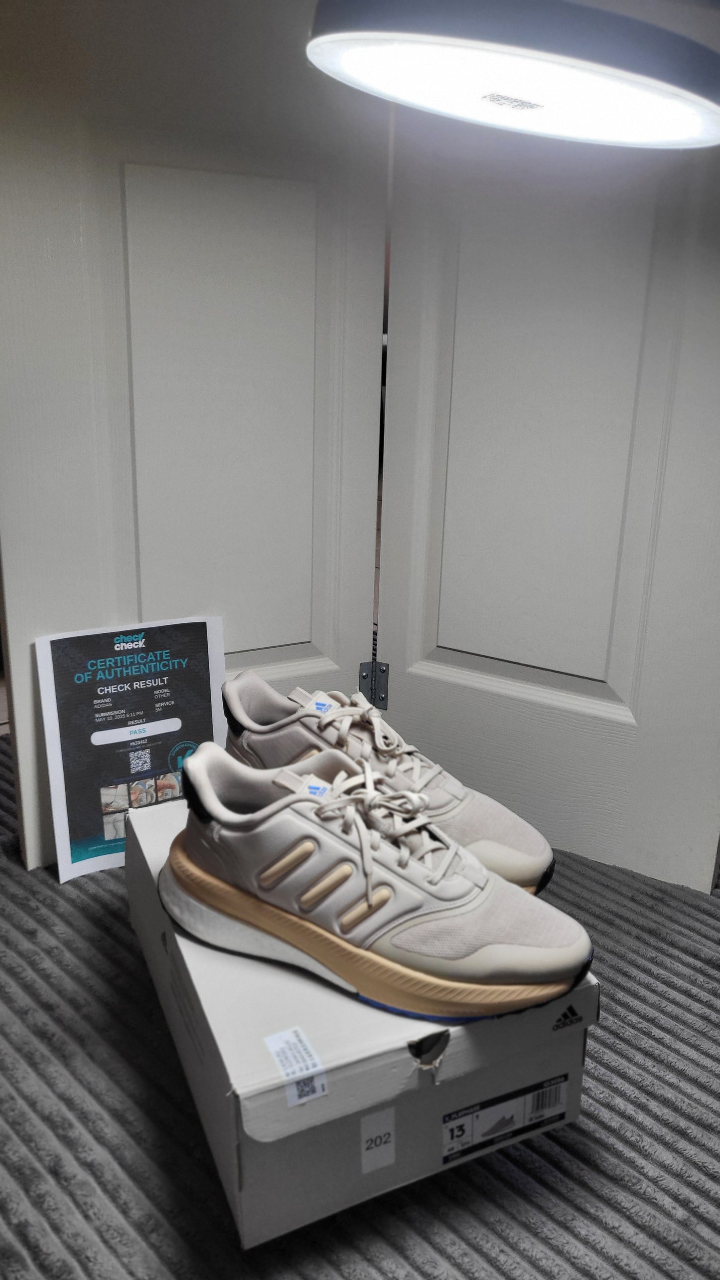 Closeup of Adidas PLRPHASE Wonder Taupe sneakers Size 13 – soft neutral tones and athletic streetwear vibe by ShAesthetics