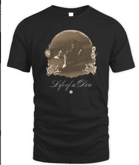 Don Toliver Life of a Don official T-shirt in black, Cactus Jack x BAPE collaboration, available in sizes small and large at ShAesthetics