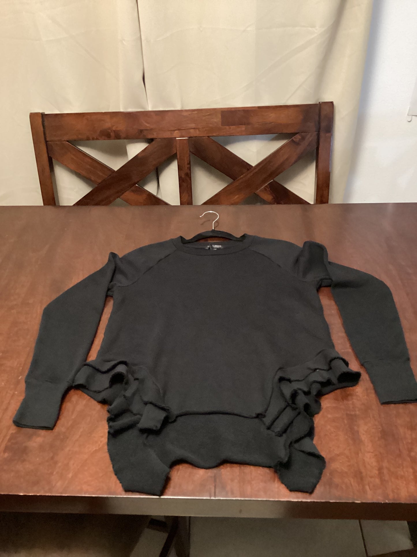 Black Orchid LA Double Ruffle Sweat Sweater – Jet Black (Size Small)