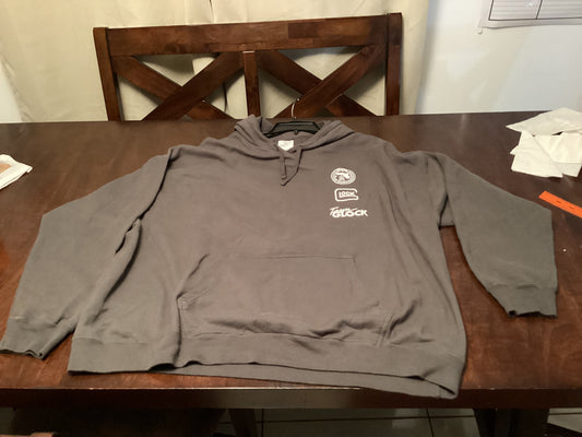 Team Glock Hoodie in charcoal gray, size 3XL, official logo drop edition from ShAesthetics