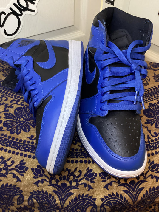 Air Jordan 1 Retro High OG Royal sneakers size 8.5, lightly worn, classic blue and black colorway from ShAesthetics