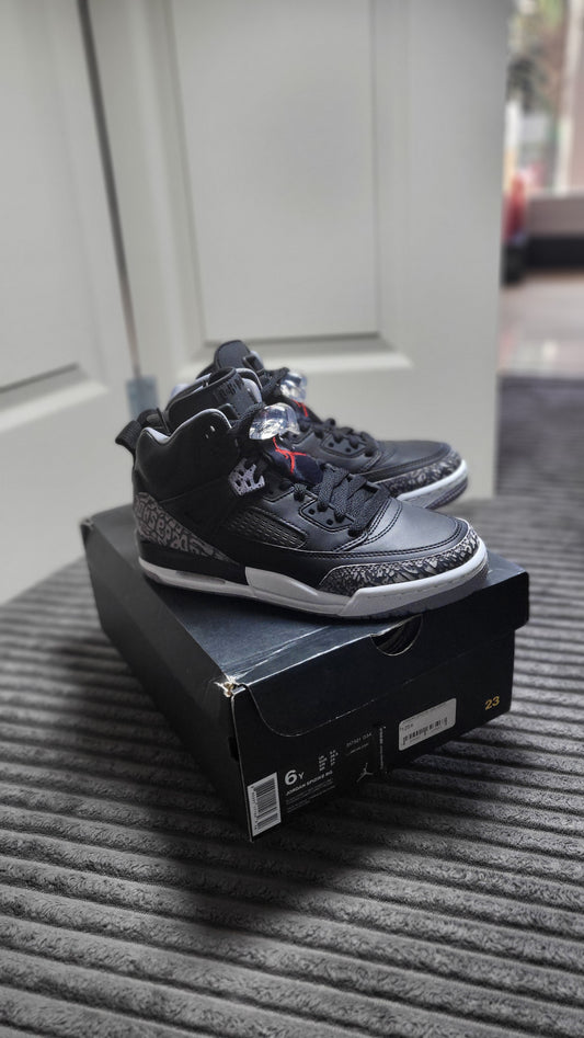 Air Jordan Spizike BG Black Varsity Red – Side View Leather Hybrid Sneaker Size 6Y