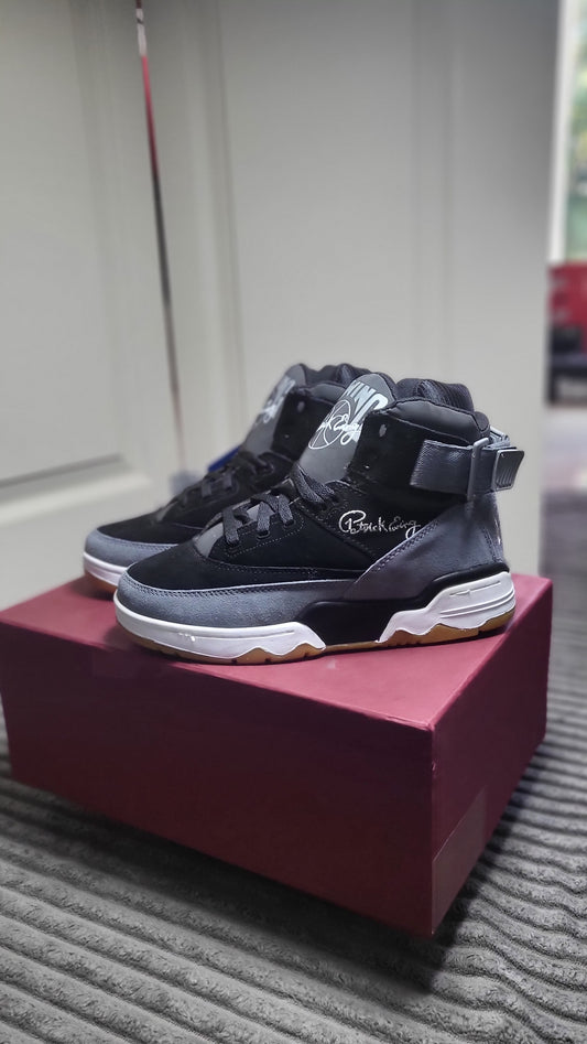 Concepts x Ewing 33 Hi Monument Black Reflective Suede Sneakers – Side View Men’s Size 8 Deadstock
