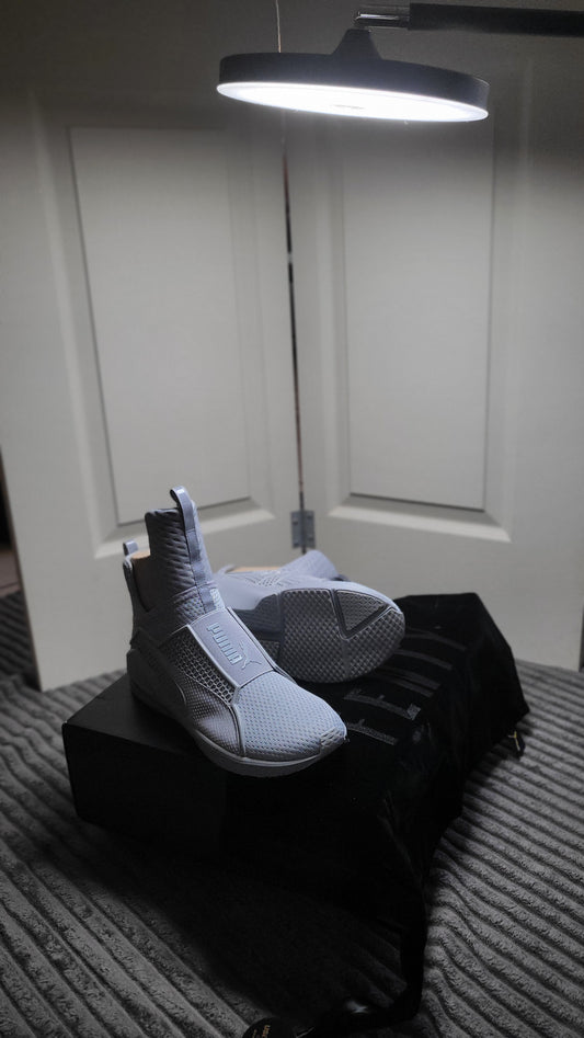 PUMA x Fenty Trainer Quarry – Women’s High-Fashion Sneaker – Grey Ariaprene Upper – Size 10 - Rhianna Fashion