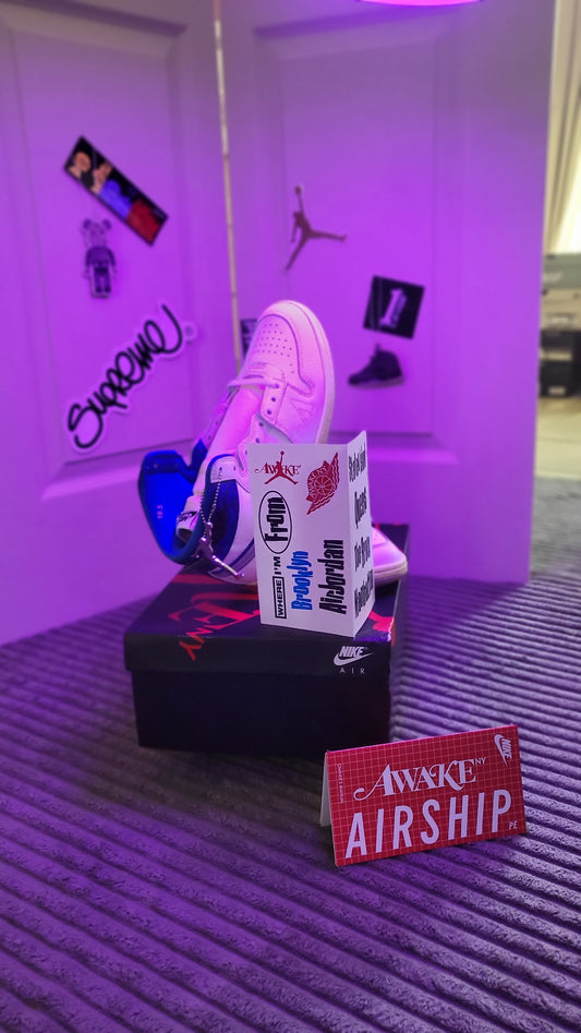Jordan Air Ship PE SP “Game Royal” x Awake NY sneakers, size 10.5, showcasing underrated grail energy with exclusive collaboration design from ShAesthetics
